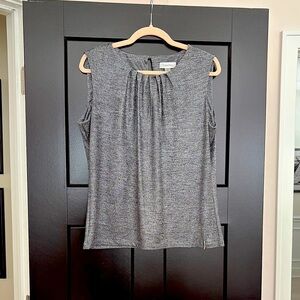 Calvin Klein Blue/Silver/Gray Sleeveless Top w/ Gathering. 5% Spandex. Size XL